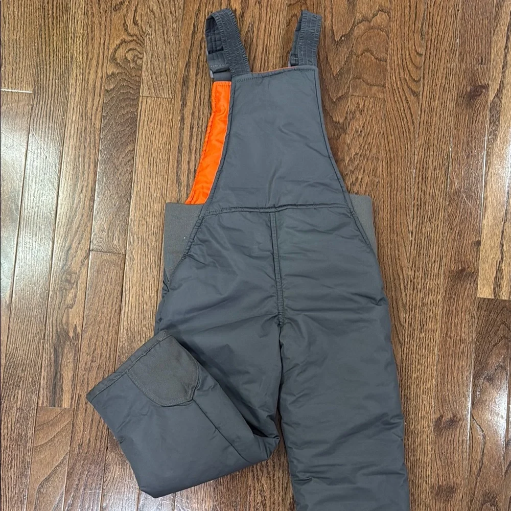 Arctix Kids One-Piece Snow Trousers in Gray with Orange Lining